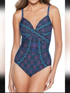Miraclesuit Women Danube Bleu Captivate One Piece Shapewear Wire Braw Swimsuite